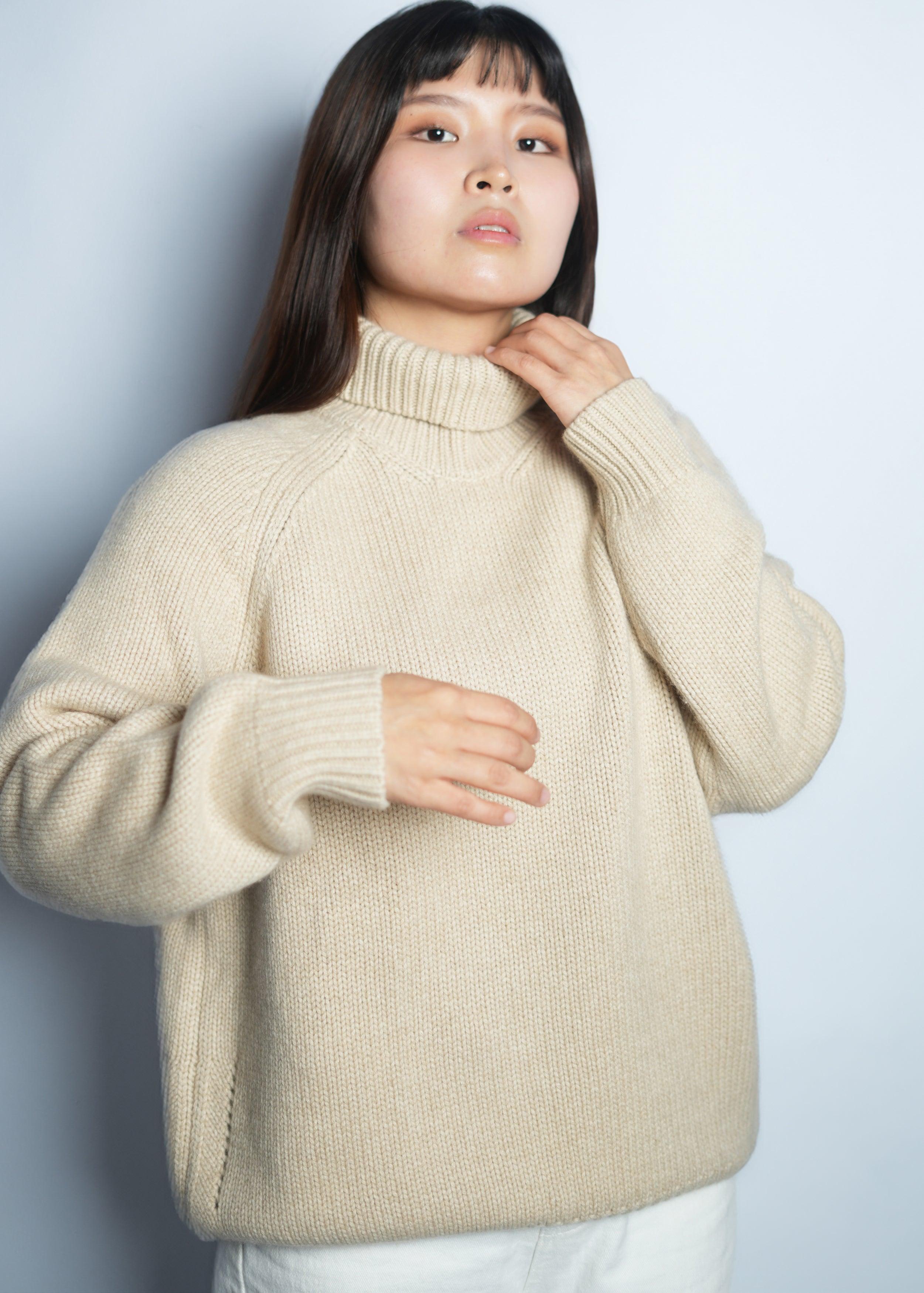 Organic Oversized Turtle Neck Sweater – Kashme