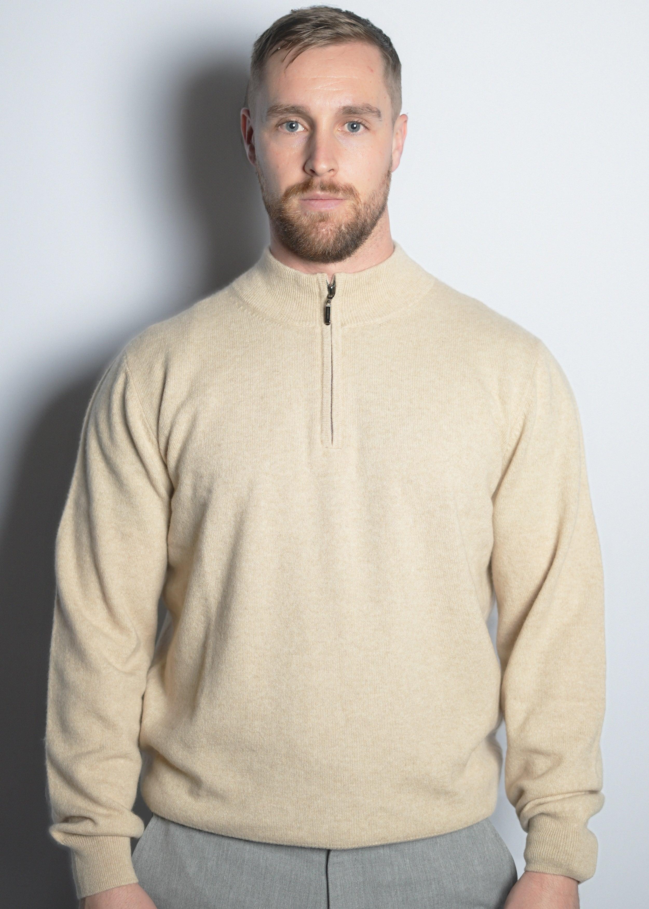 Half Zip-Up Cashmere Sweater - Kashme