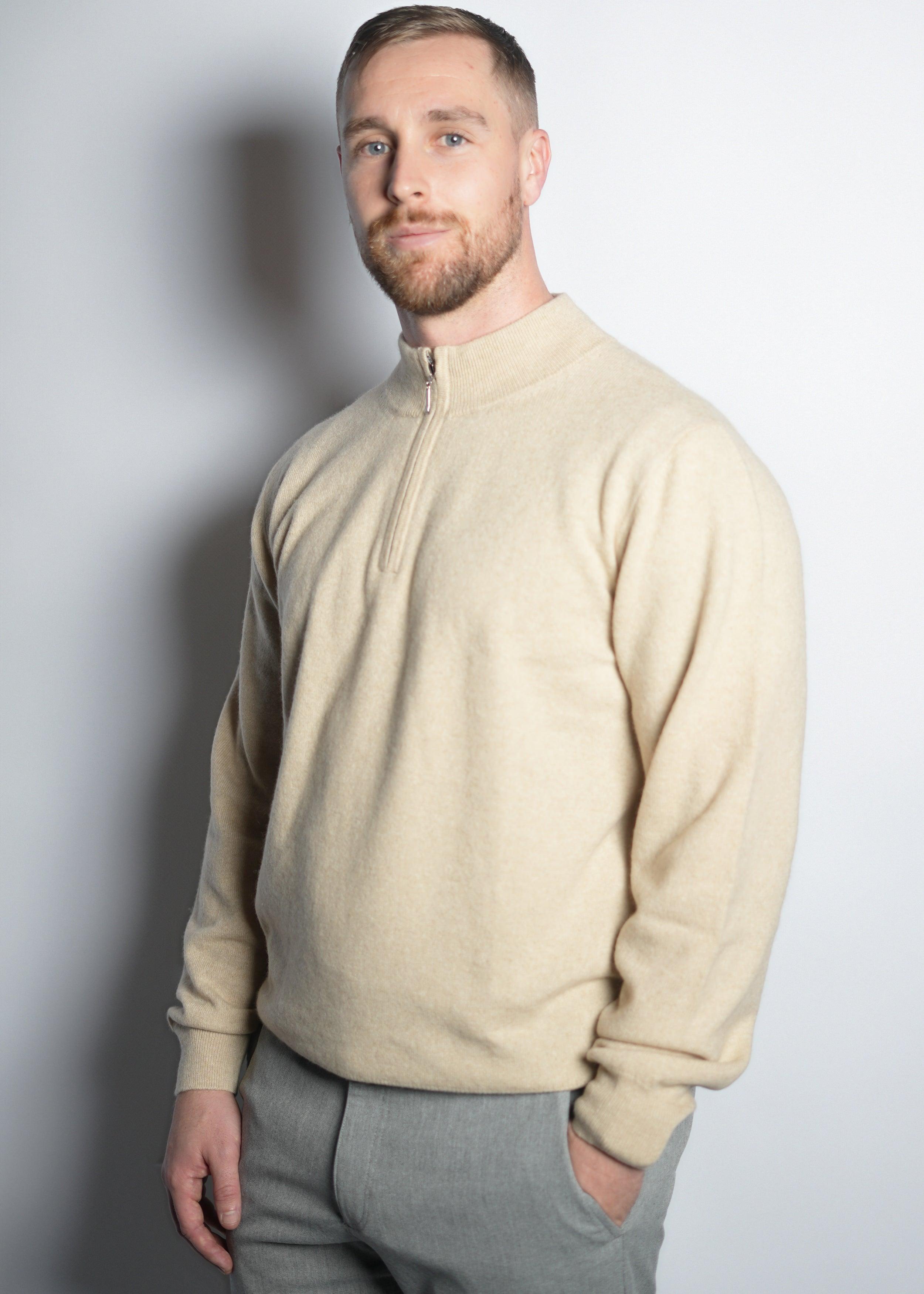 Half Zip-Up Cashmere Sweater - Kashme