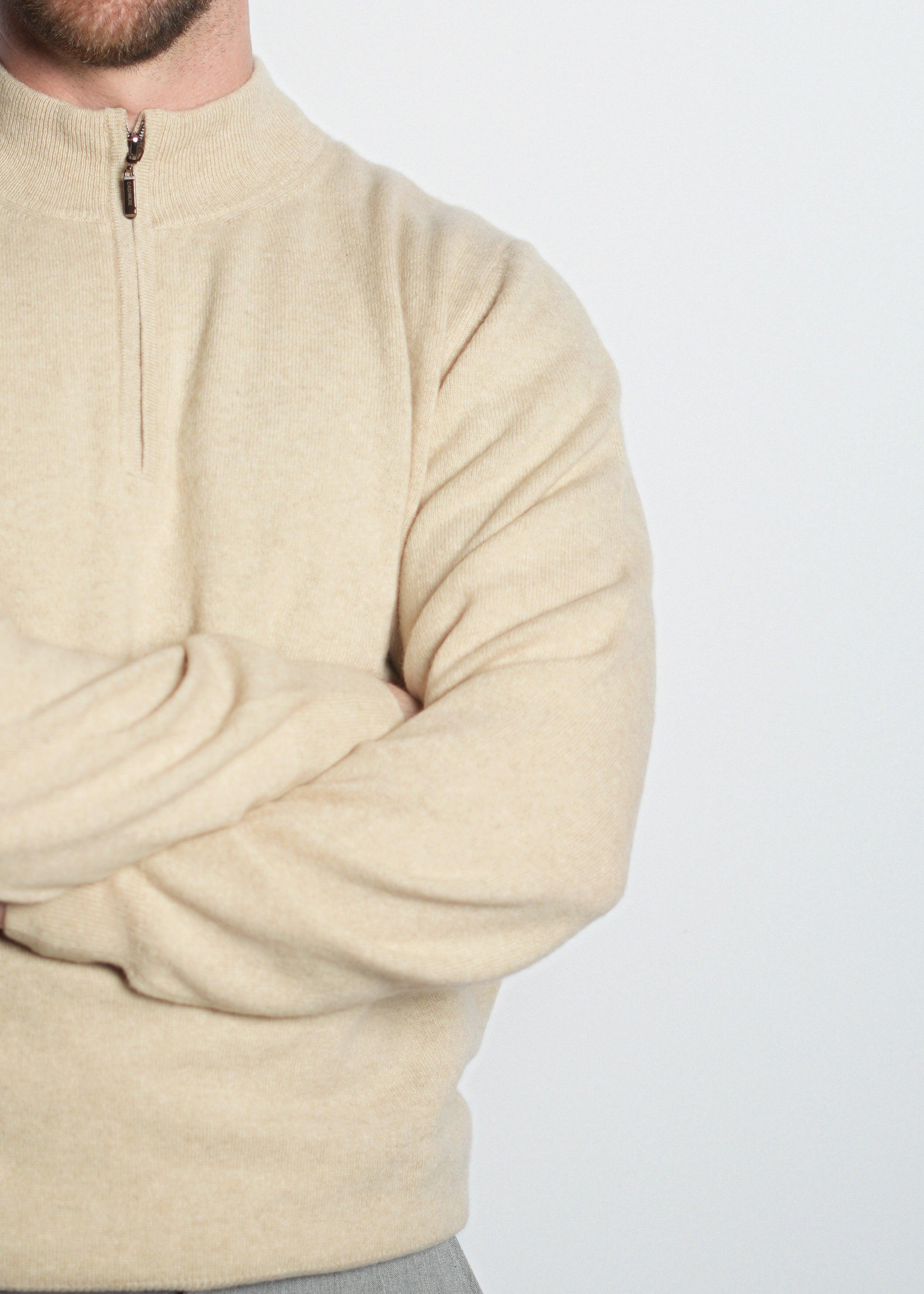 Half Zip-Up Cashmere Sweater - Kashme