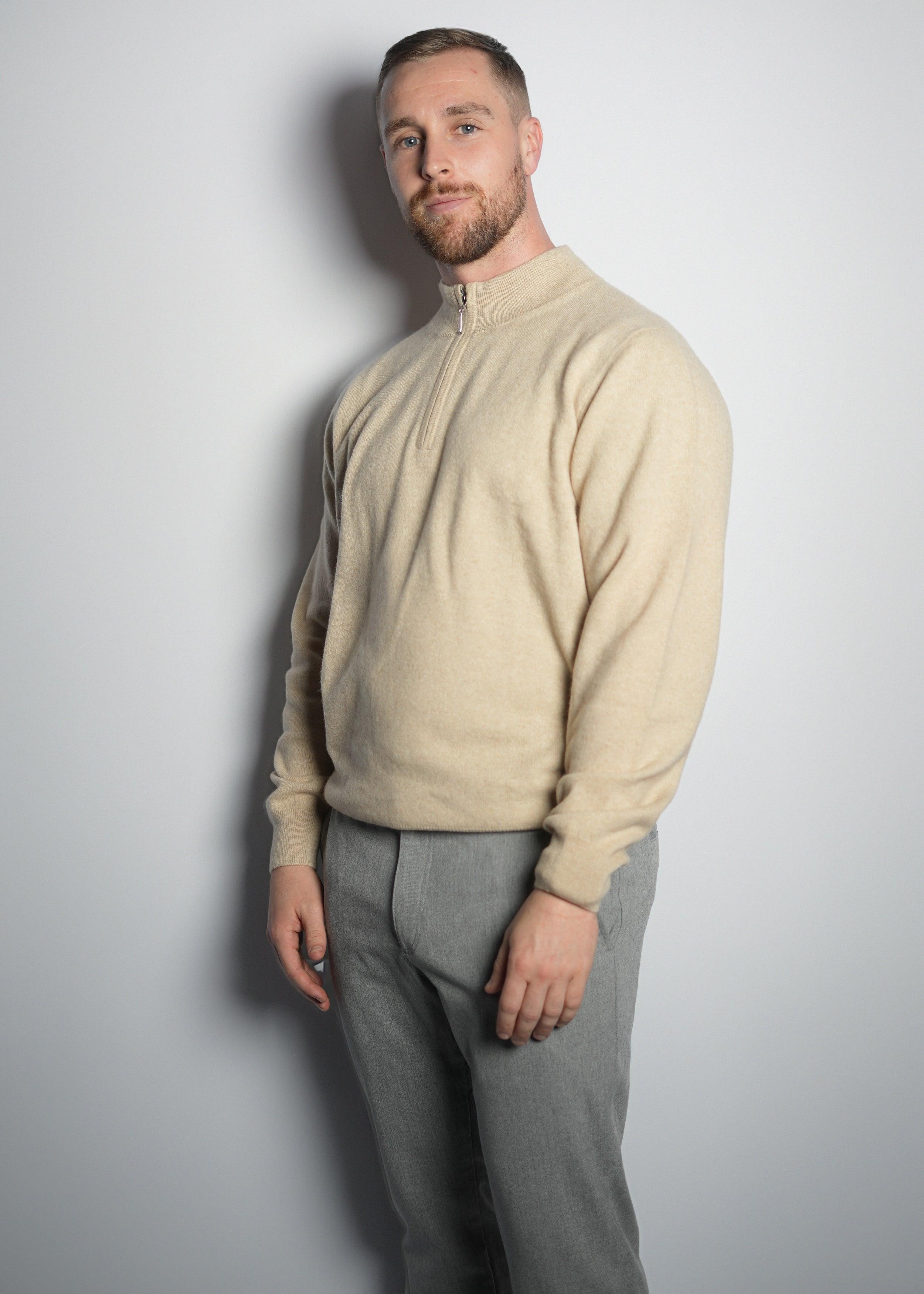 Half Zip-Up Cashmere Sweater - Kashme