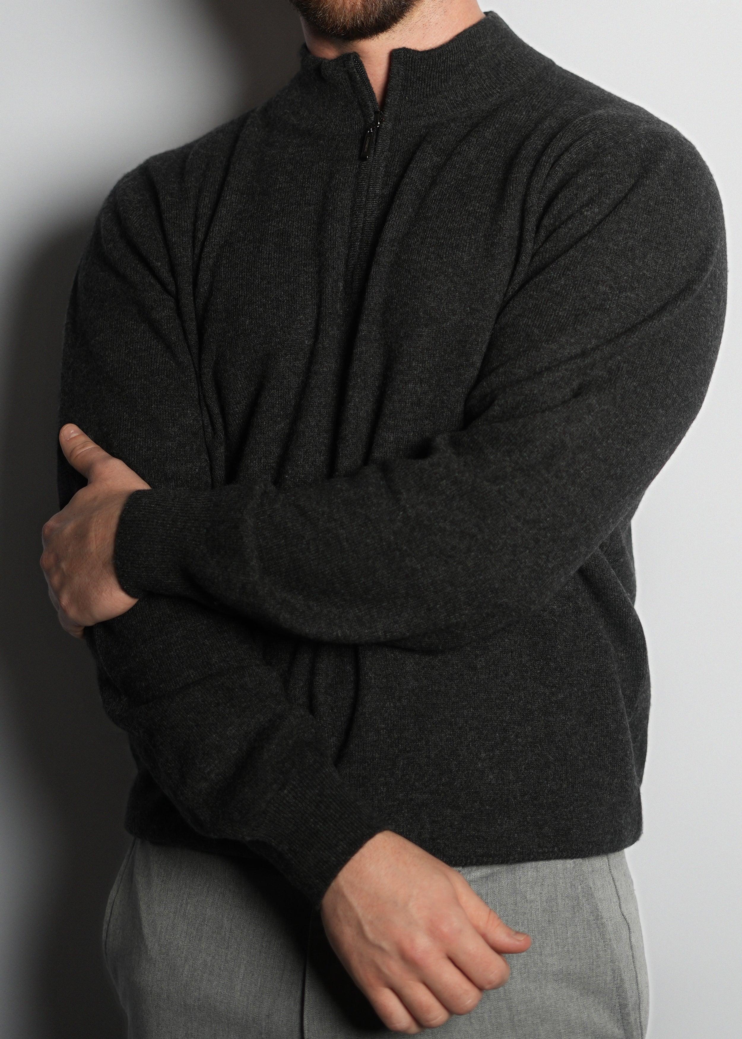 Half Zip-Up Cashmere Sweater - Kashme