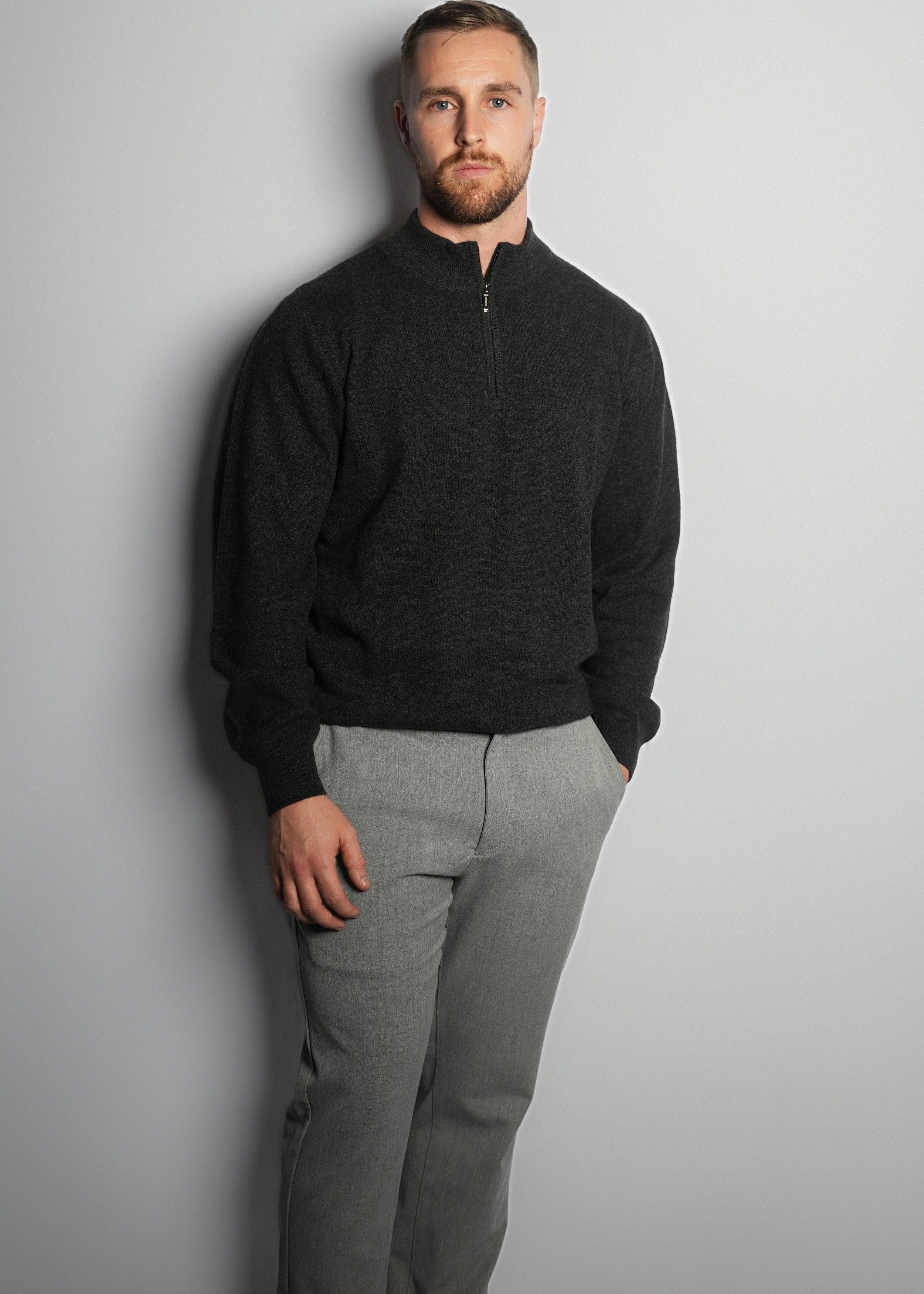 Half Zip-Up Cashmere Sweater - Kashme