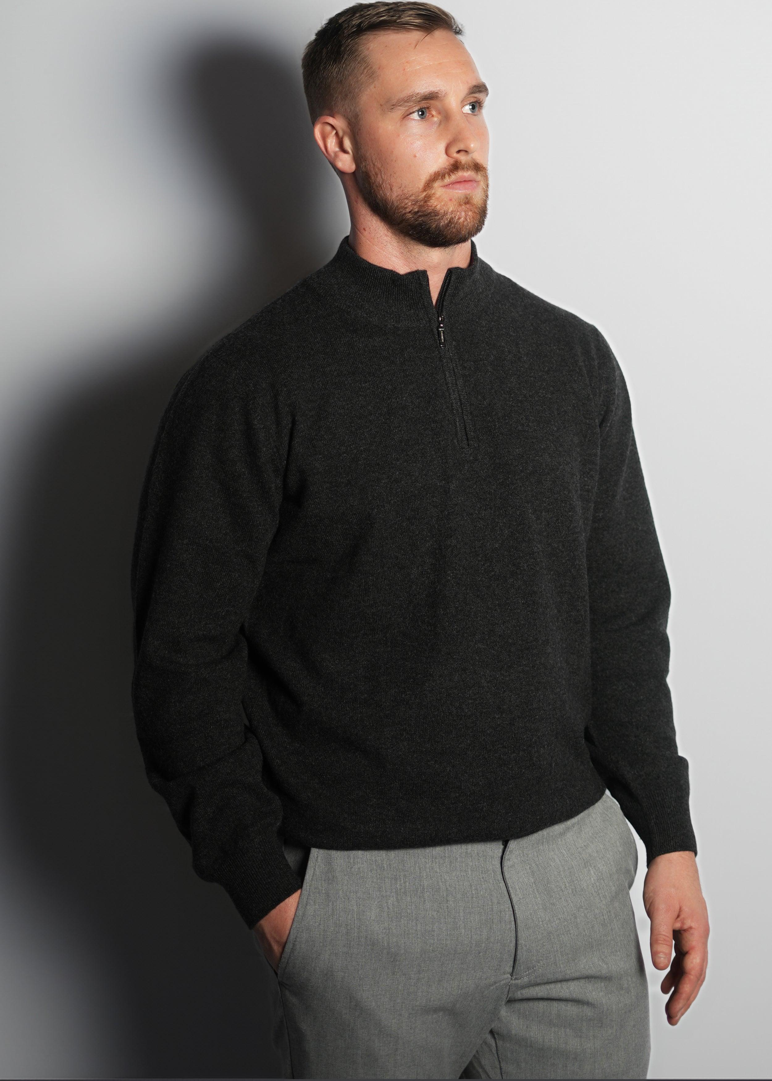 Half Zip-Up Cashmere Sweater - Kashme