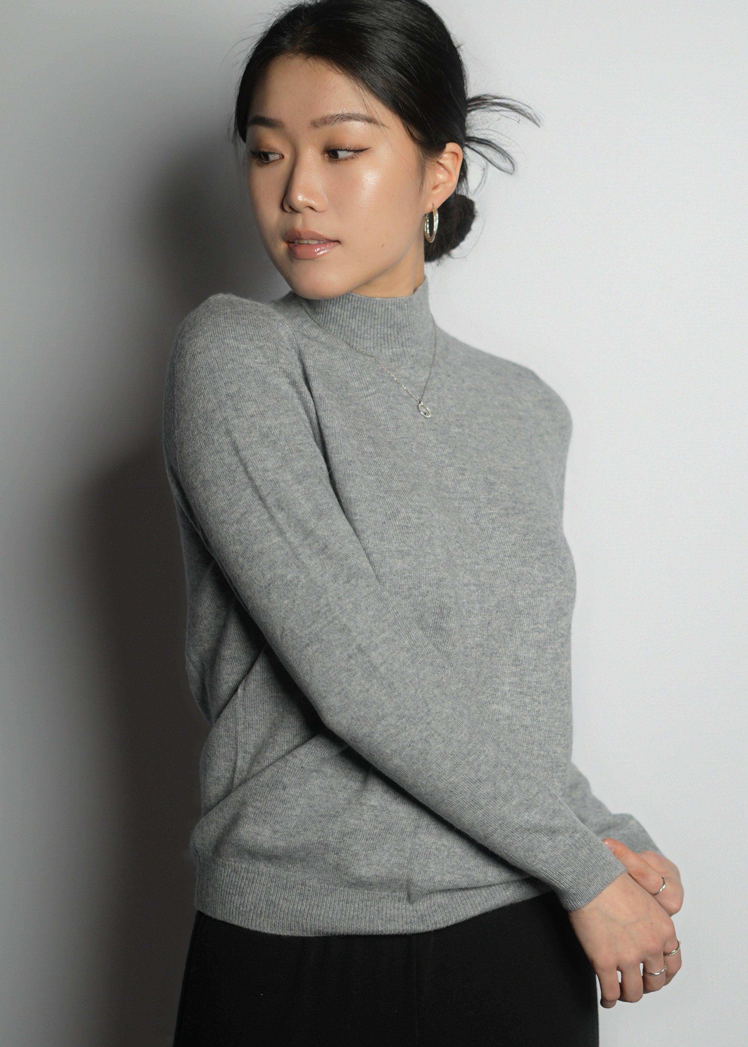 Mock Neck Cashmere Sweater - Kashme