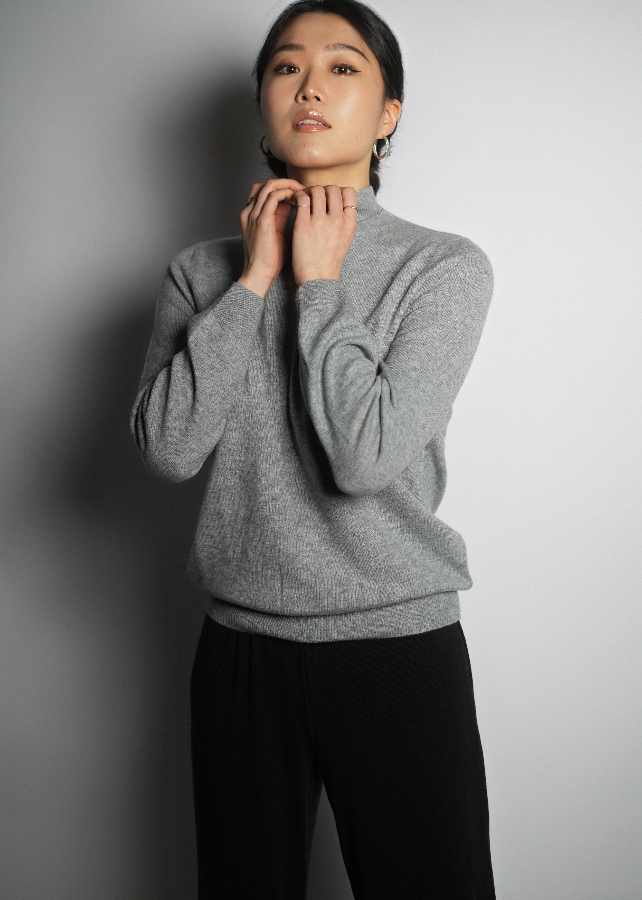 Mock Neck Cashmere Sweater - Kashme