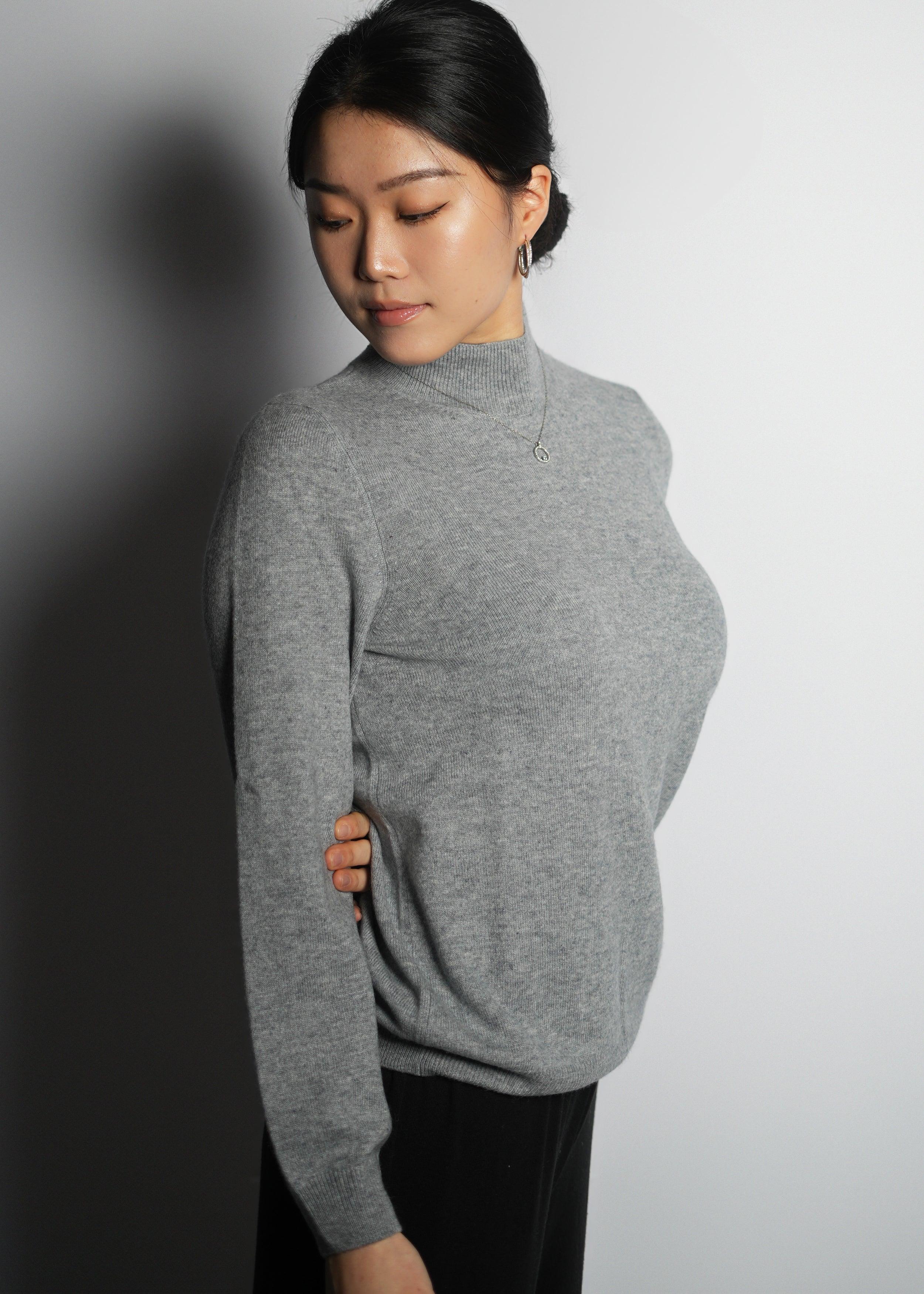 Mock Neck Cashmere Sweater - Kashme