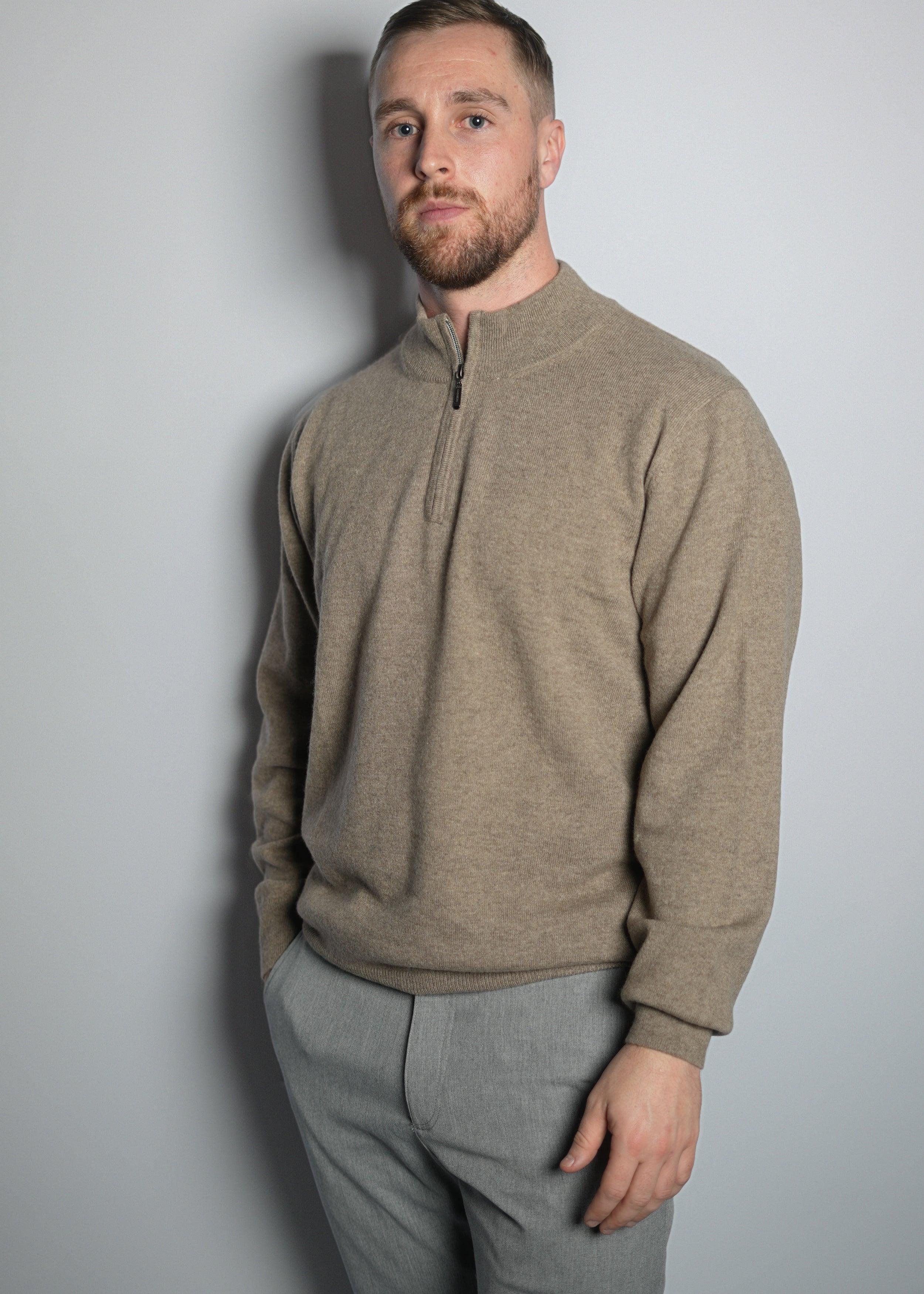 Half Zip-Up Cashmere Sweater - Kashme