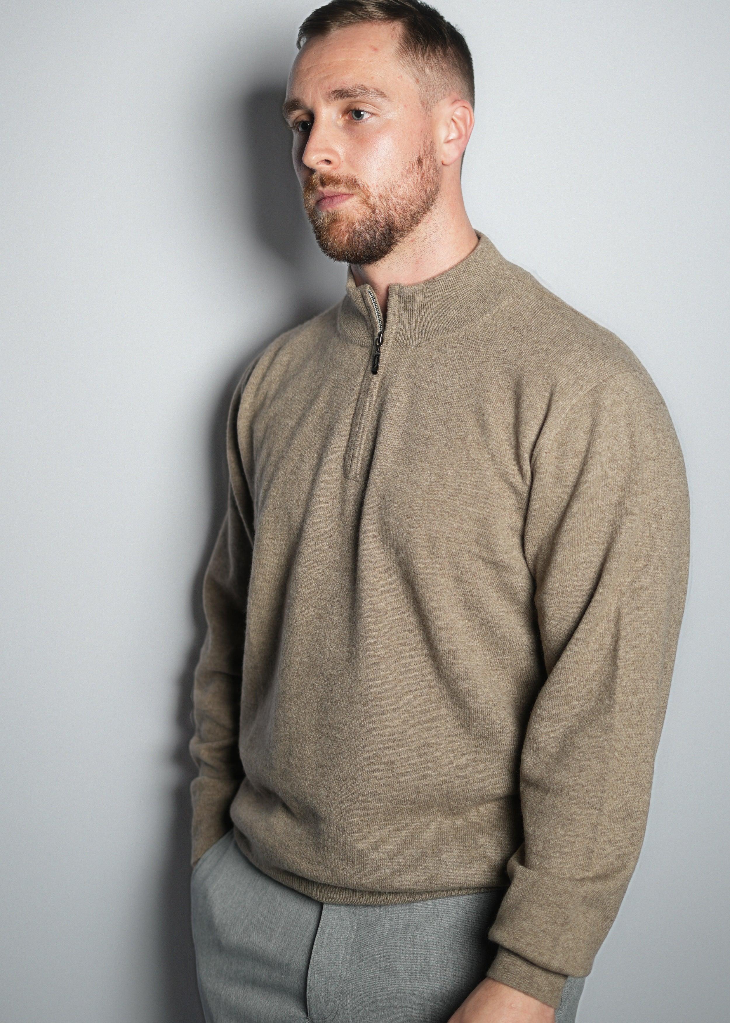 Half Zip-Up Cashmere Sweater - Kashme