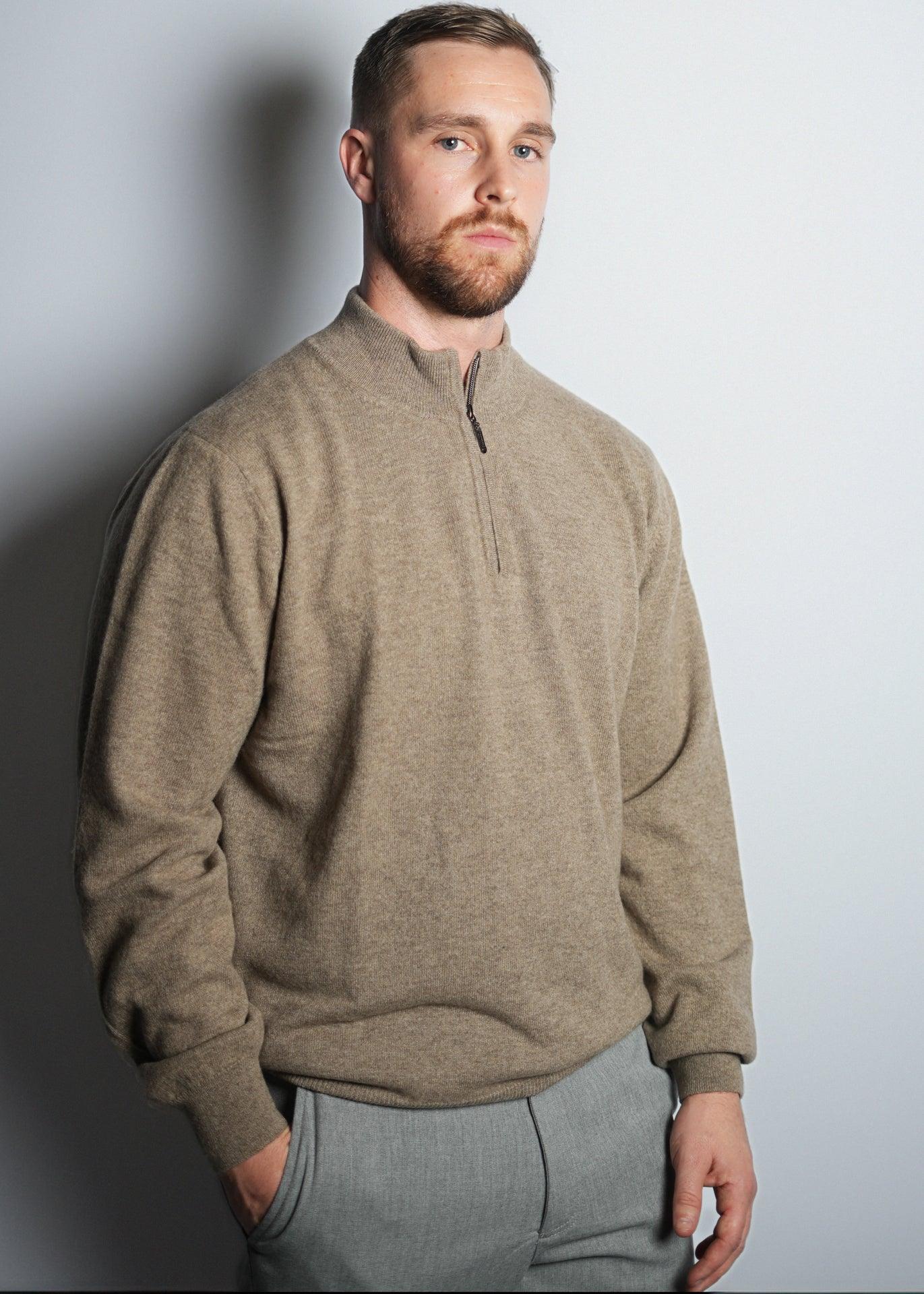 Half Zip-Up Cashmere Sweater - Kashme