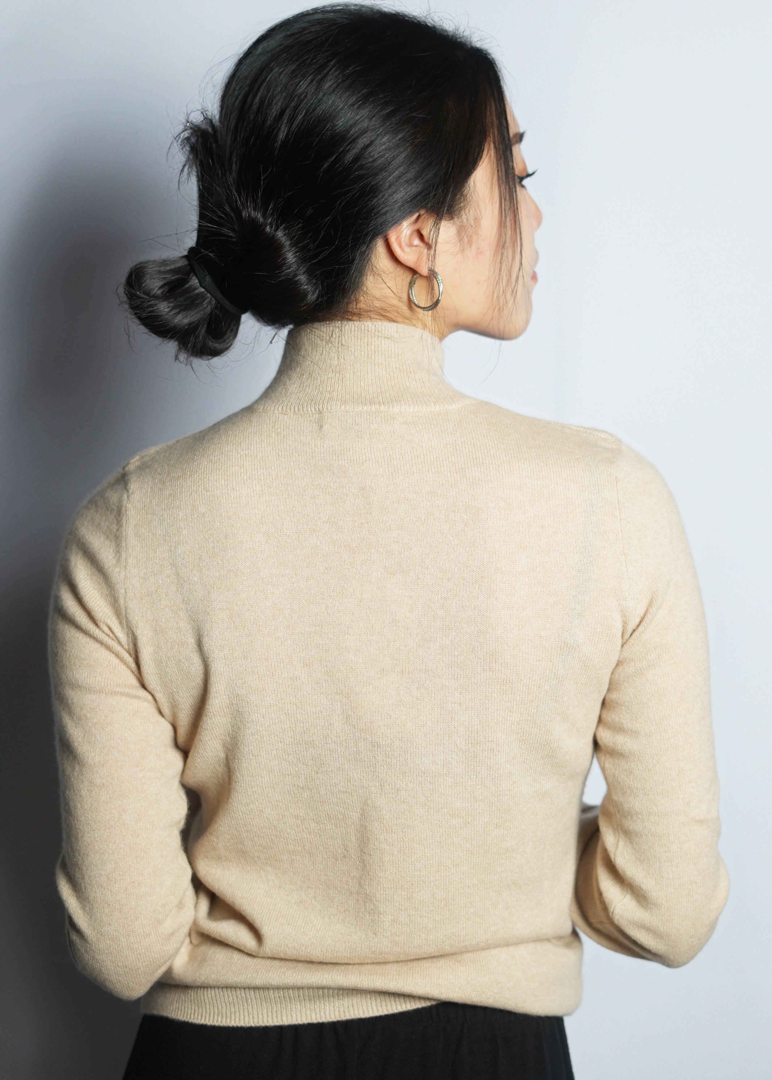 Mock Neck Cashmere Sweater - Kashme