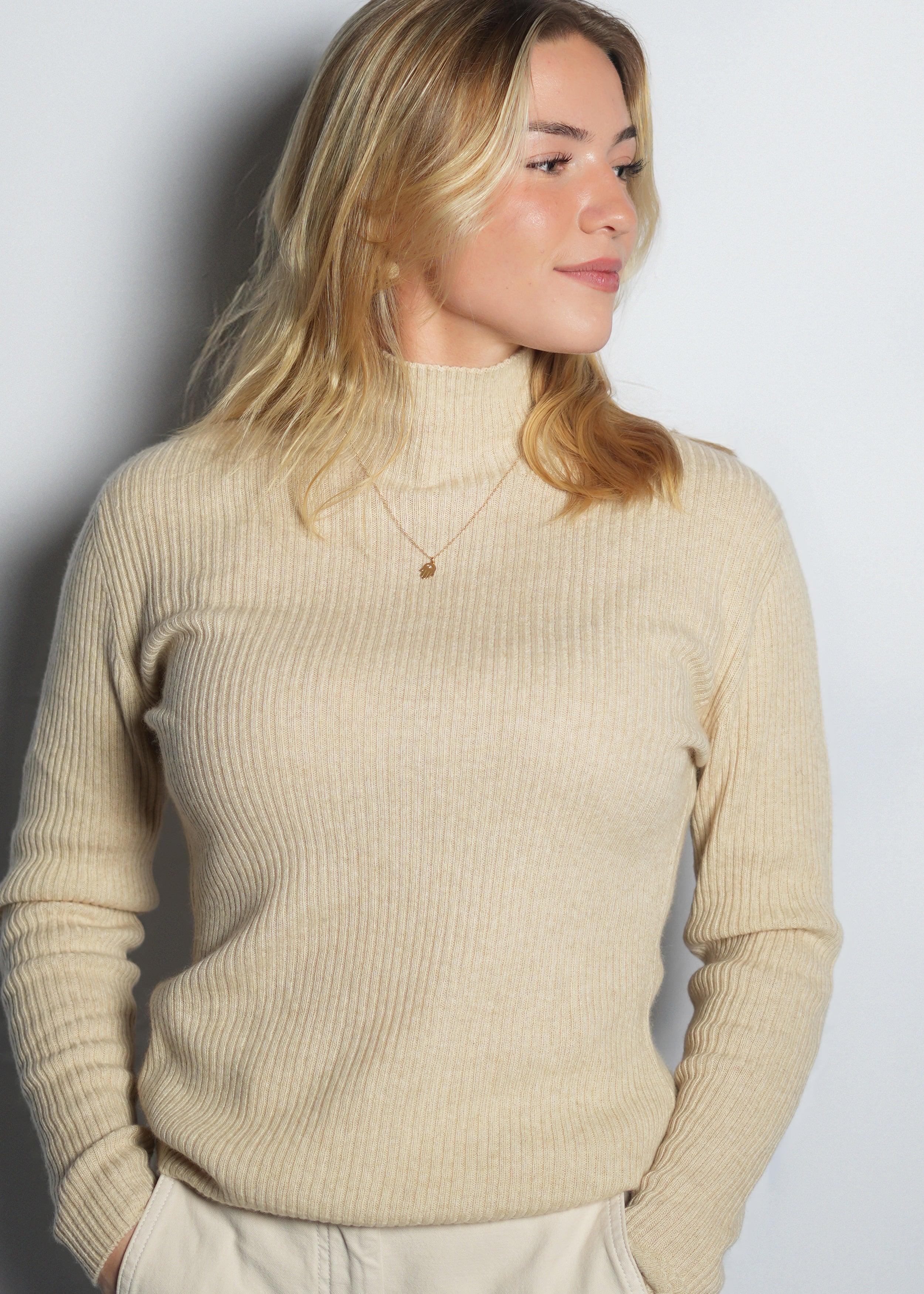 Ribbed Turtle Neck Sweater - Kashme